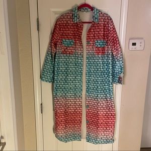 Long Multicolor Cardigan Coat